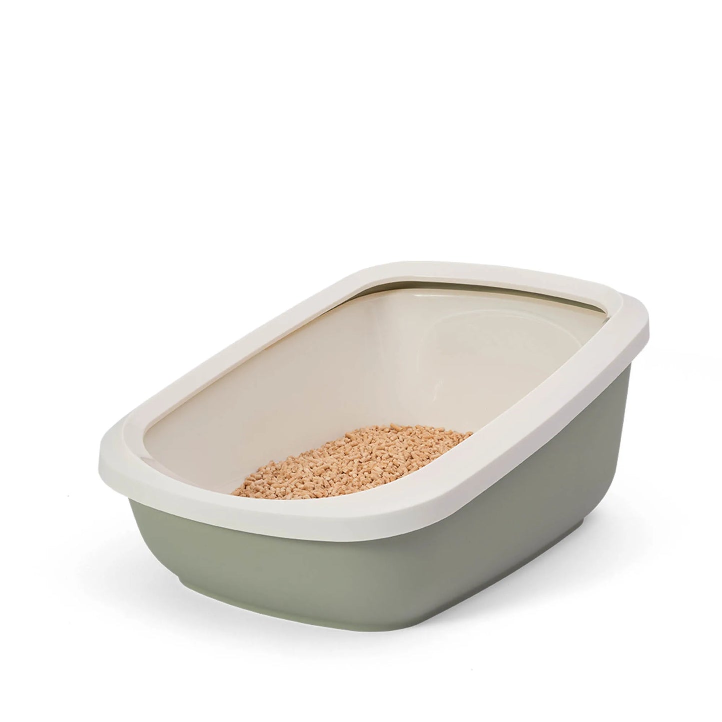 PeeWee EcoGranda XXL bac à litière ouvert vert sauge – Set de Base + 3 kg granulés de bois