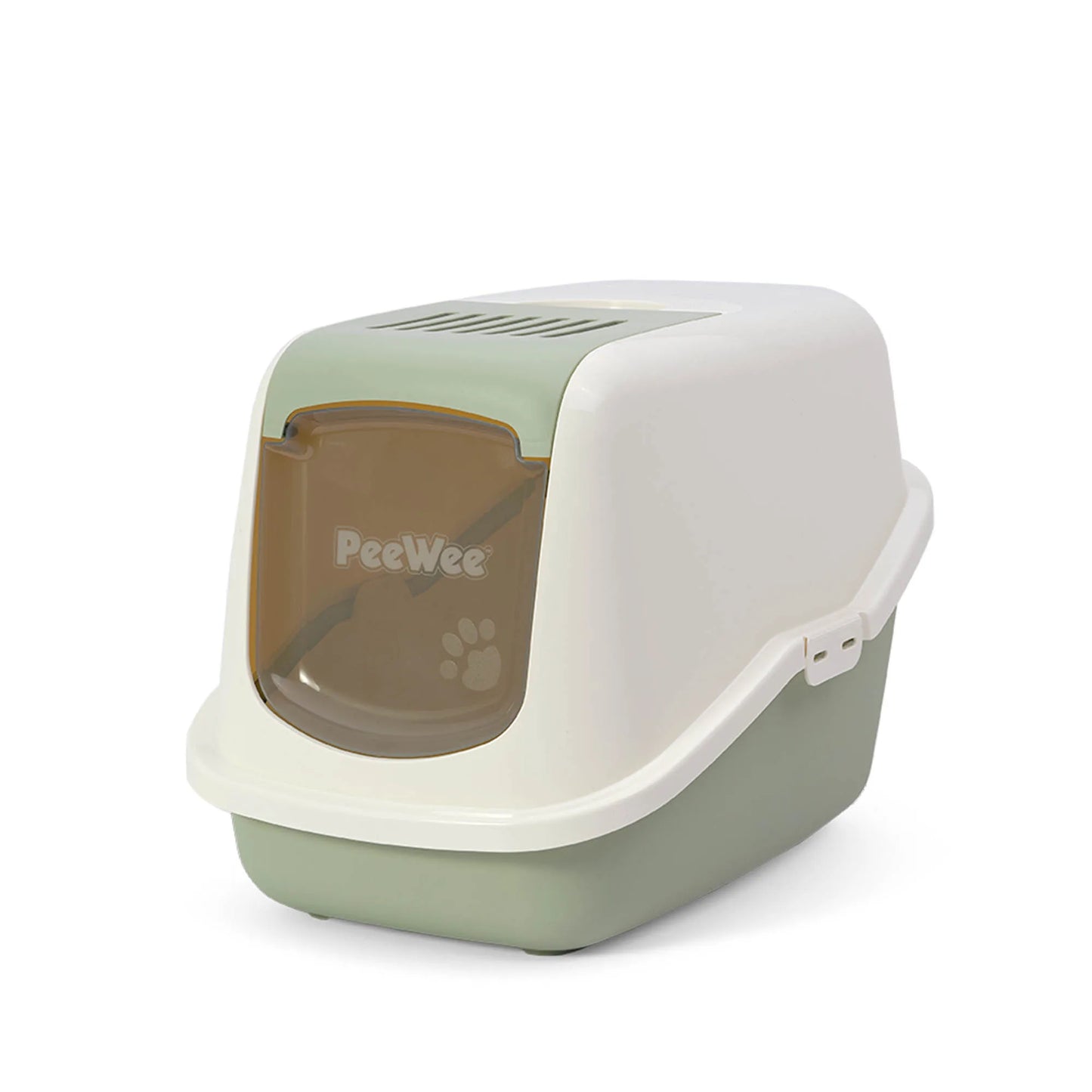 PeeWee EcoHus bac à litière avec couvercle vert sauge – Set de Base + 3 kg granulés de bois