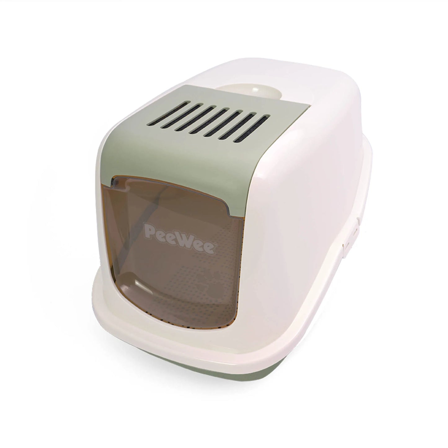 PeeWee EcoHus bac à litière avec couvercle vert sauge – Set de Base + 3 kg granulés de bois