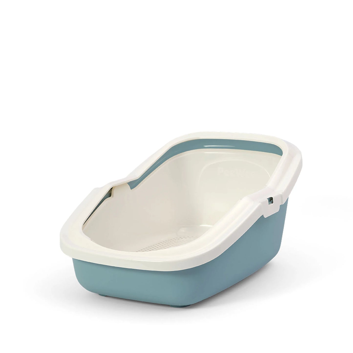 PeeWee EcoMinor bac à litière ouvert bleu colombe – Set de Base + 3 kg granulés de bois