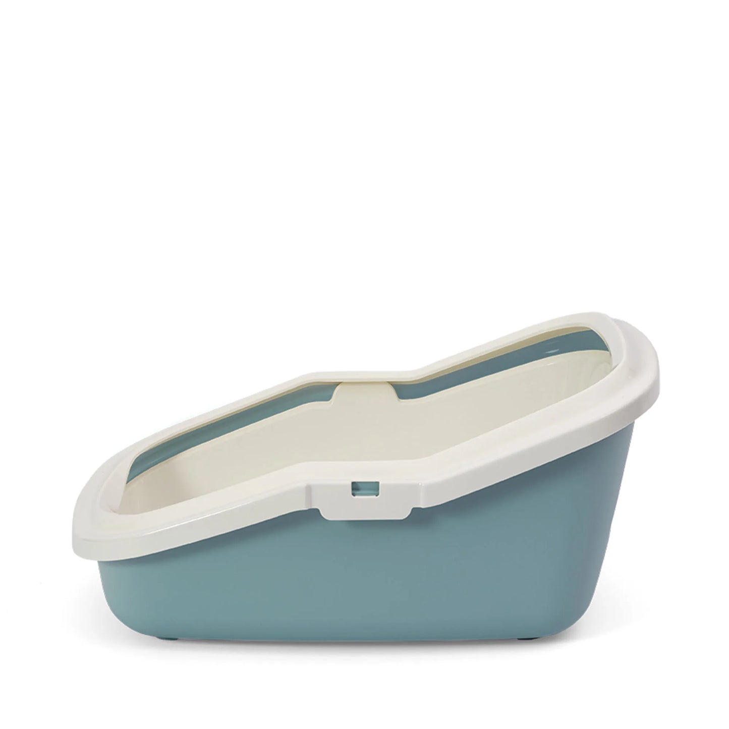 PeeWee EcoMinor bac à litière ouvert bleu colombe – Set de Base + 3 kg granulés de bois