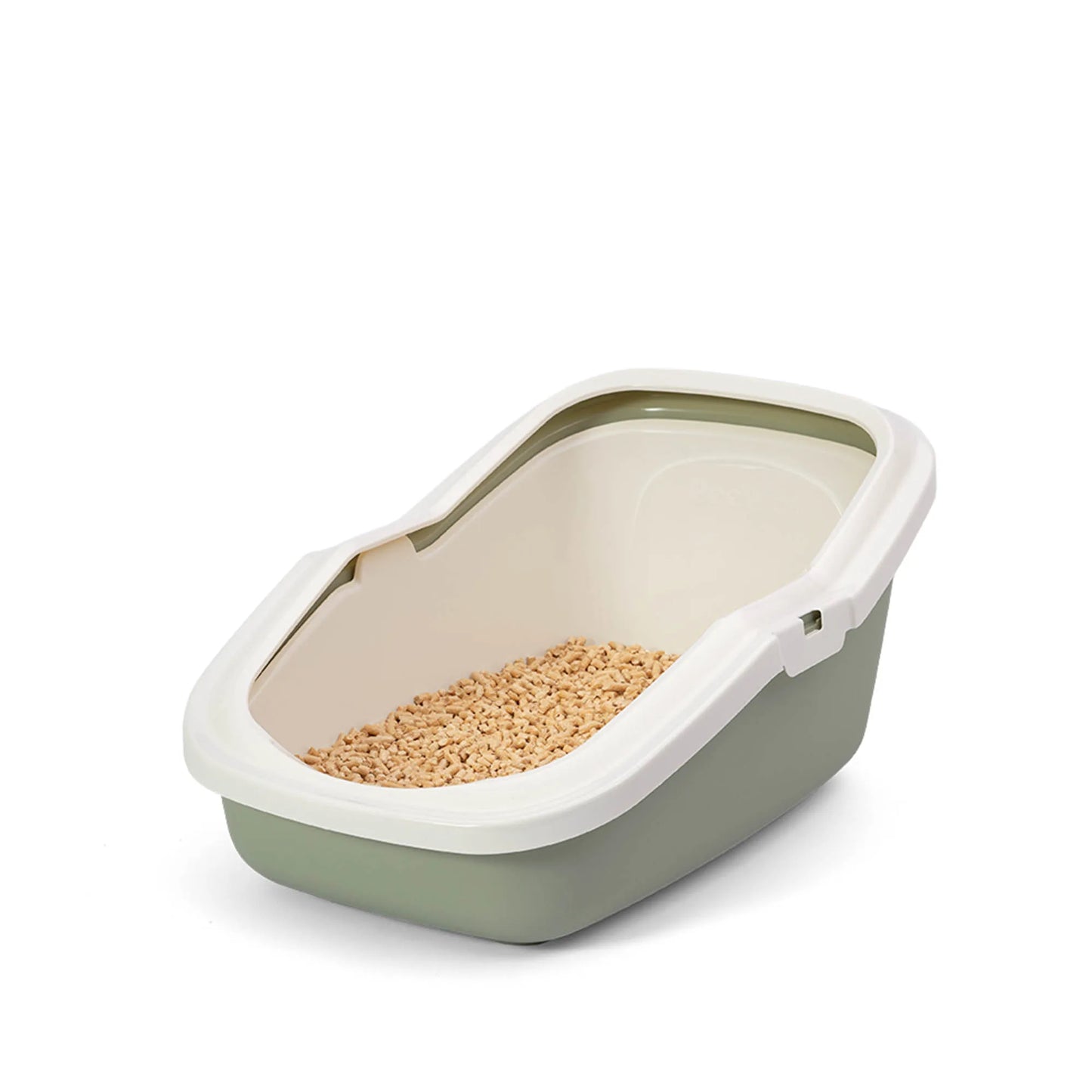 PeeWee EcoMinor bac à litière ouvert vert sauge – Set de Base + 3 kg granulés de bois