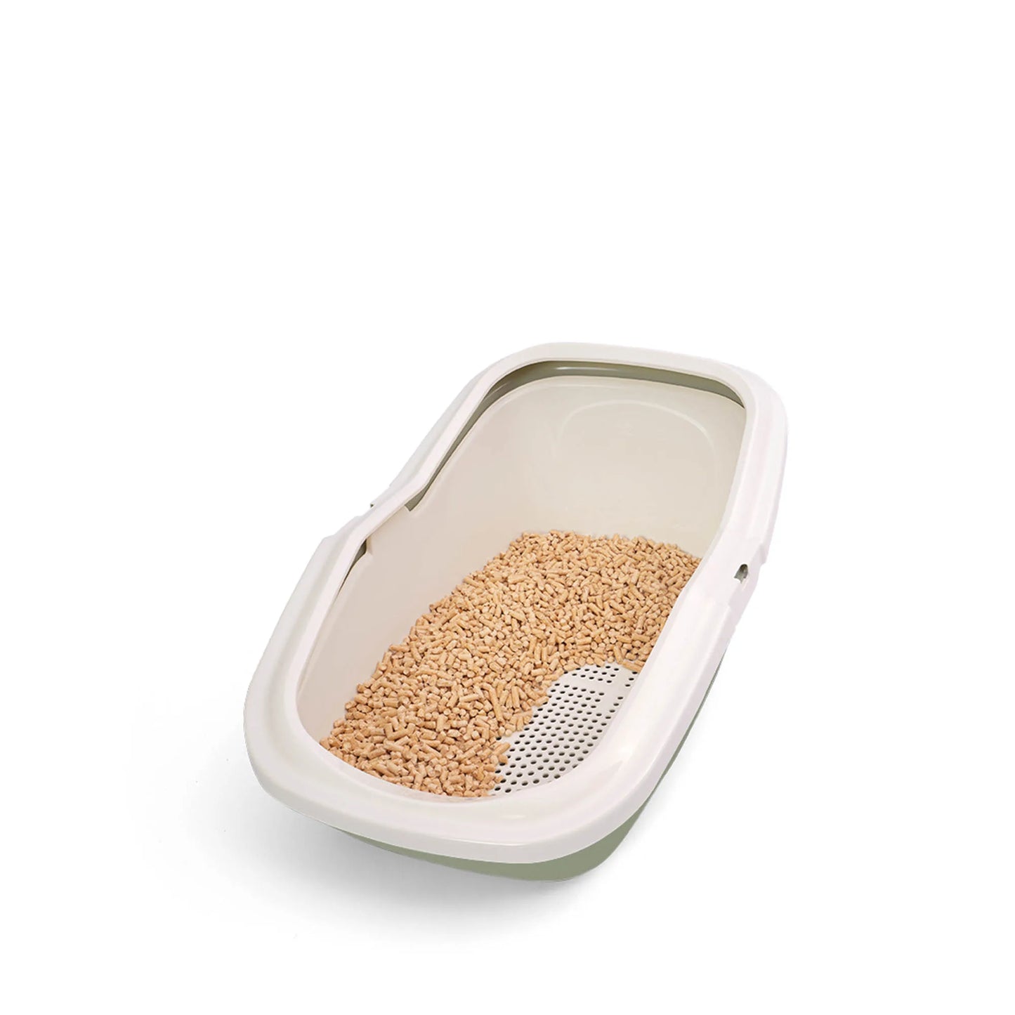 PeeWee EcoMinor bac à litière ouvert vert sauge – Set de Base + 3 kg granulés de bois
