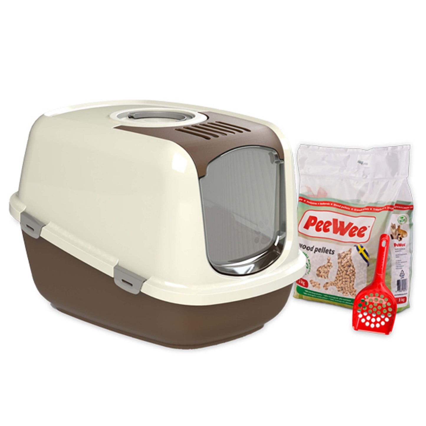 PeeWee bac à litière couvert XXL EcoDome Set de Base + 3kg granulés de bois