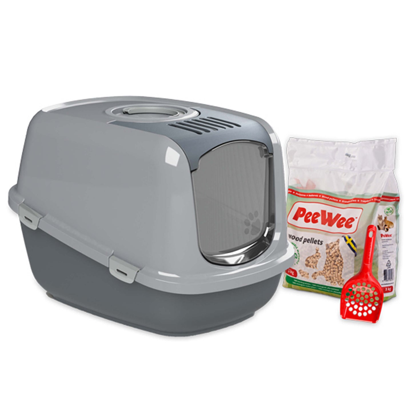 PeeWee bac à litière couvert XXL EcoDome Set de Base + 3kg granulés de bois