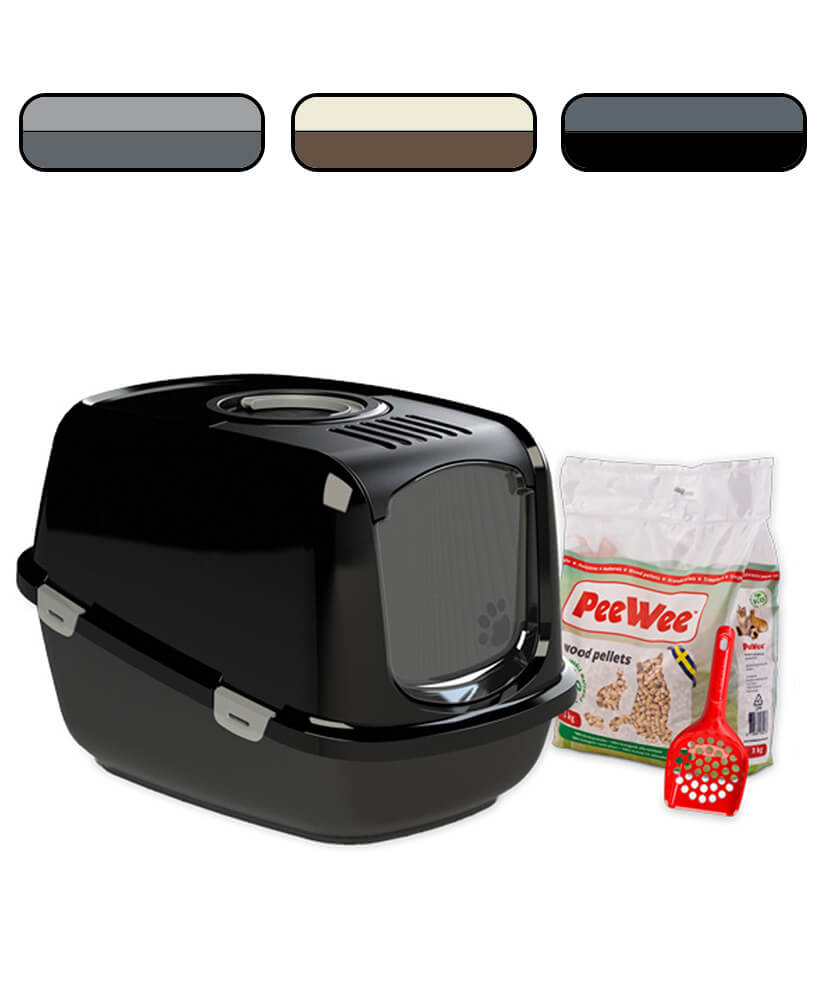 PeeWee bac à litière couvert XXL EcoDome Set de Base + 3kg granulés de bois