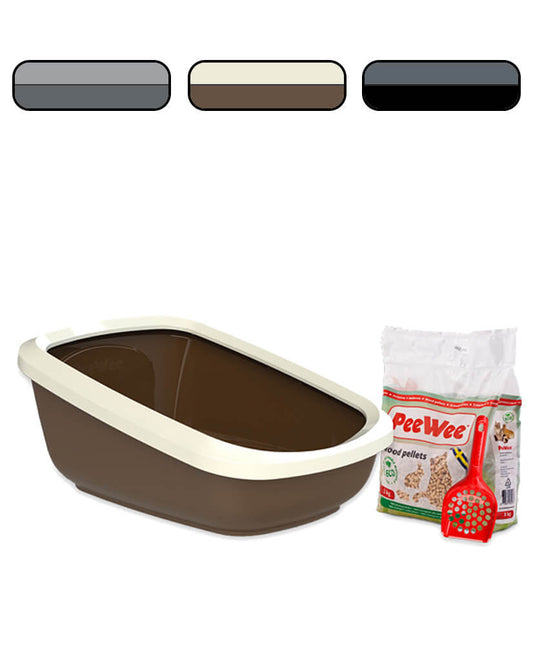 PeeWee bac à litière ouvert XXL EcoGranda Set de Base + 3kg granulés de bois