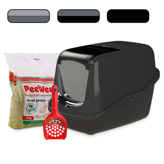 PeeWee bac à litière couvert EcoHus Set de Base + 3kg granulés de bois