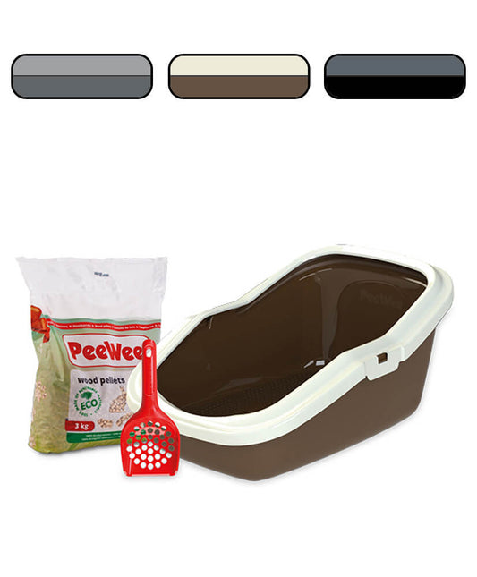 PeeWee bac à litière ouvert EcoMinor Set de Base + 3kg granulés de bois