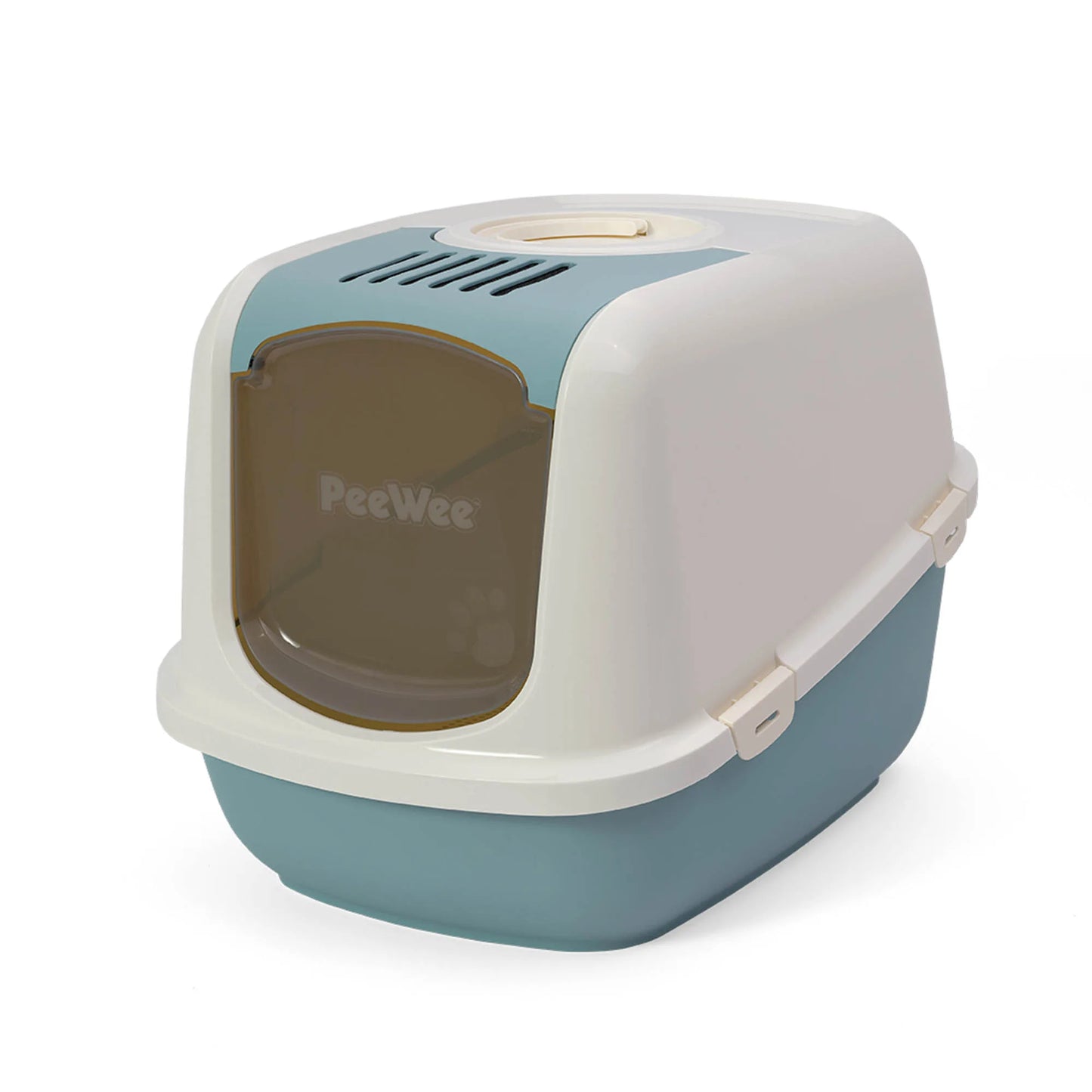 PeeWee EcoDome XXL bac à litière avec couvercle bleu colombe – Set de Base + 3 kg granulés de bois