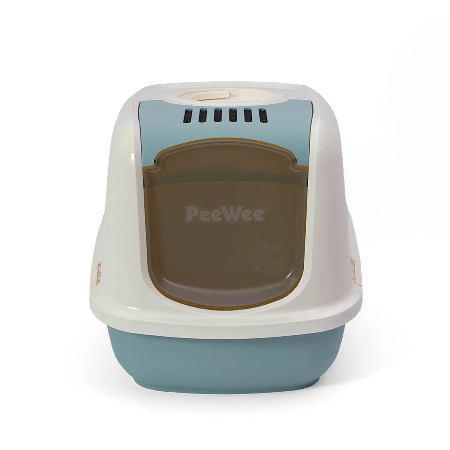 PeeWee EcoDome XXL bac à litière avec couvercle bleu colombe – Set de Base + 3 kg granulés de bois