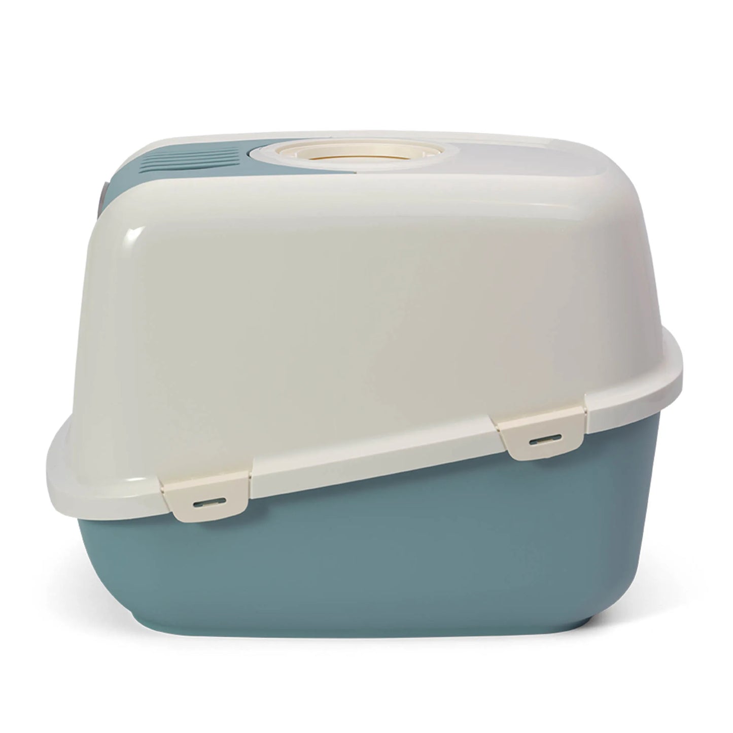 PeeWee EcoDome XXL bac à litière avec couvercle bleu colombe – Set de Base + 3 kg granulés de bois