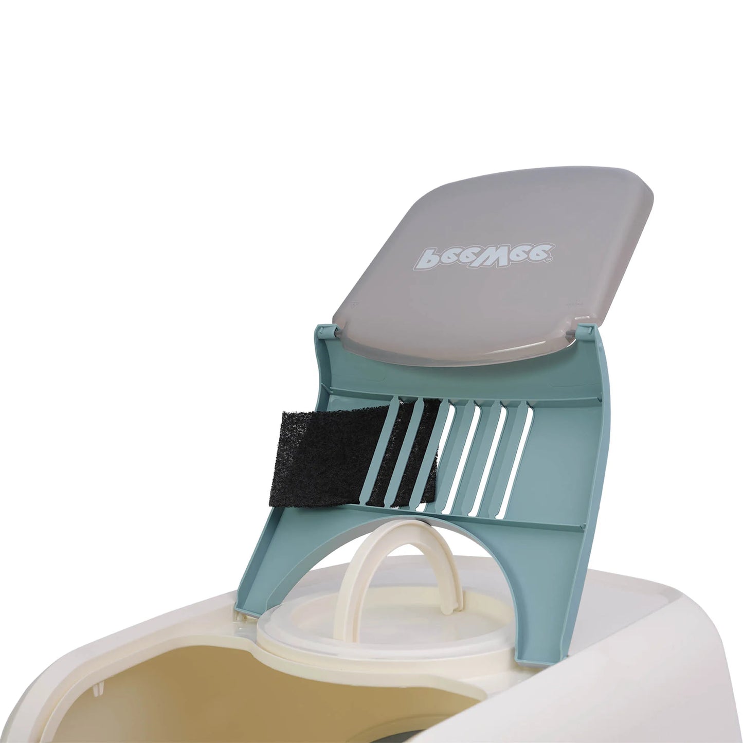 PeeWee EcoDome XXL bac à litière avec couvercle bleu colombe – Set de Base + 3 kg granulés de bois