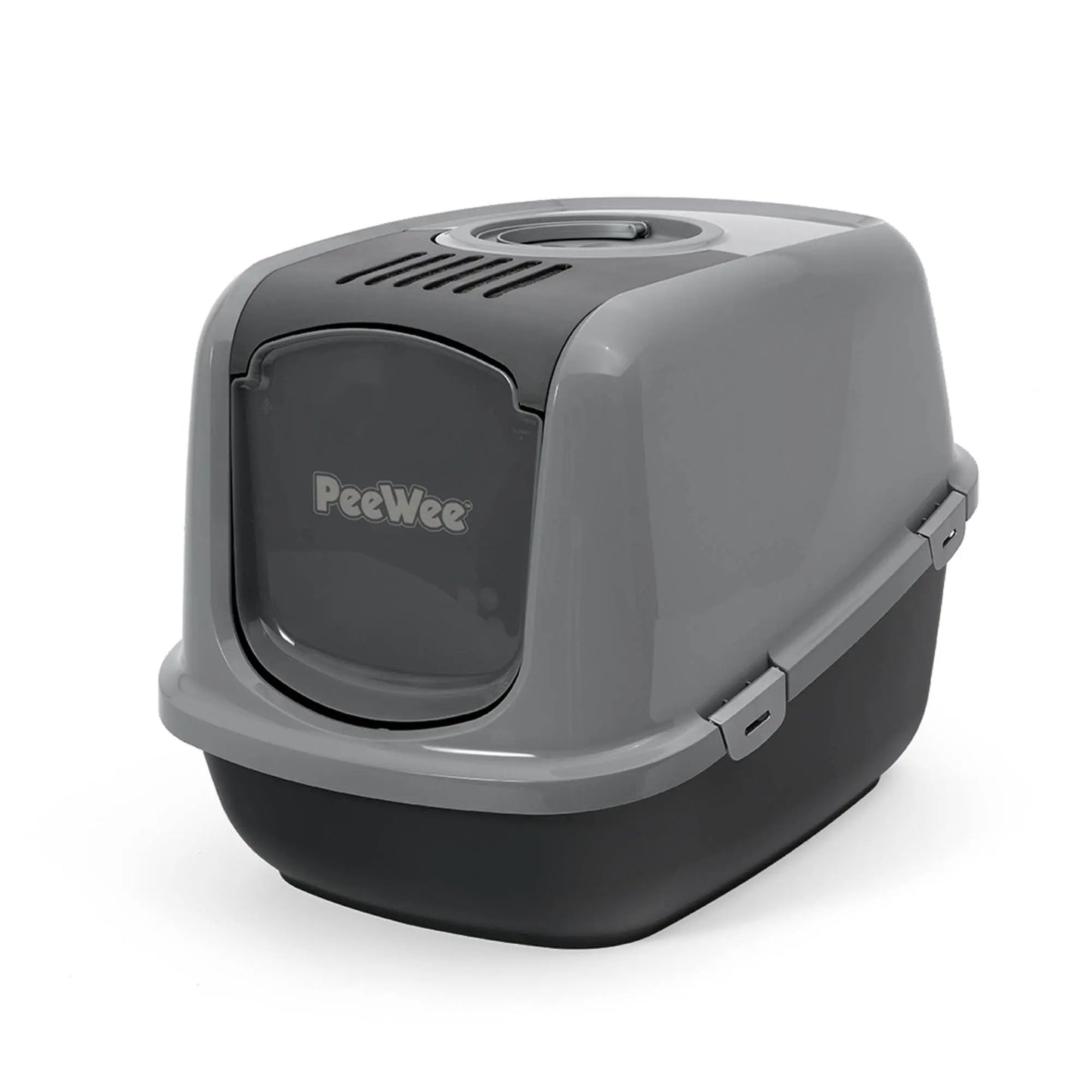 PeeWee EcoDome XXL bac à litière avec couvercle gris – Set de Base + 3 kg granulés de bois