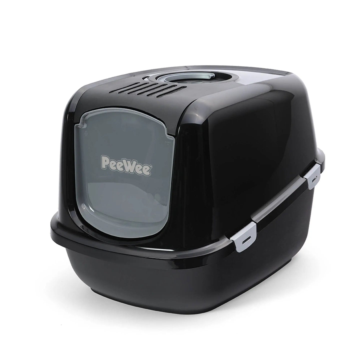 PeeWee EcoDome XXL bac à litière avec couvercle noir – Set de Base + 3 kg granulés de bois
