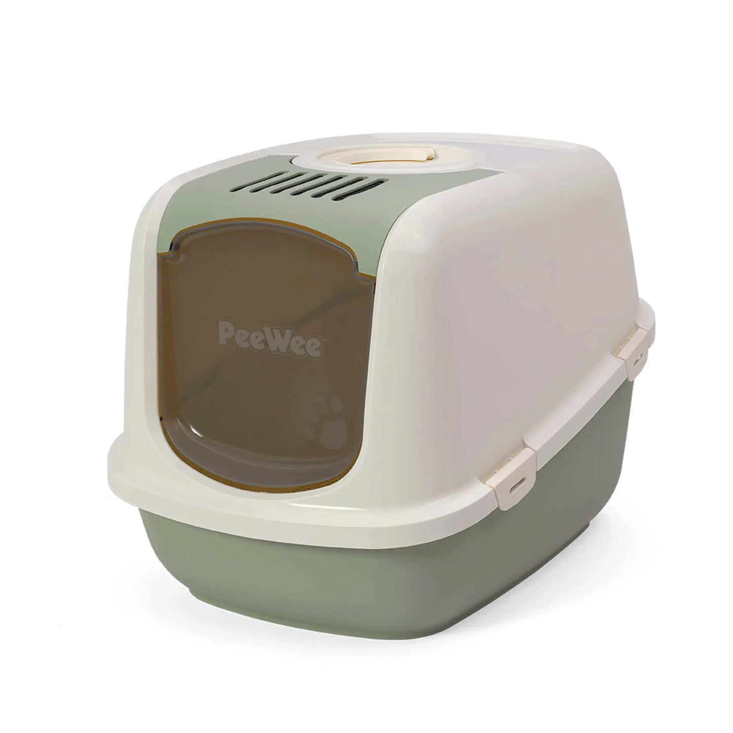PeeWee EcoDome XXL bac à litière avec couvercle vert sauge – Set de Base + 3 kg granulés de bois