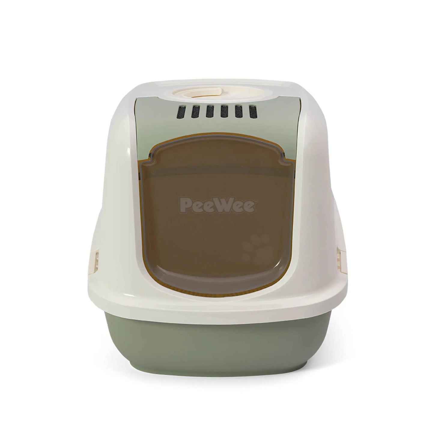 PeeWee EcoDome XXL bac à litière avec couvercle vert sauge – Set de Base + 3 kg granulés de bois