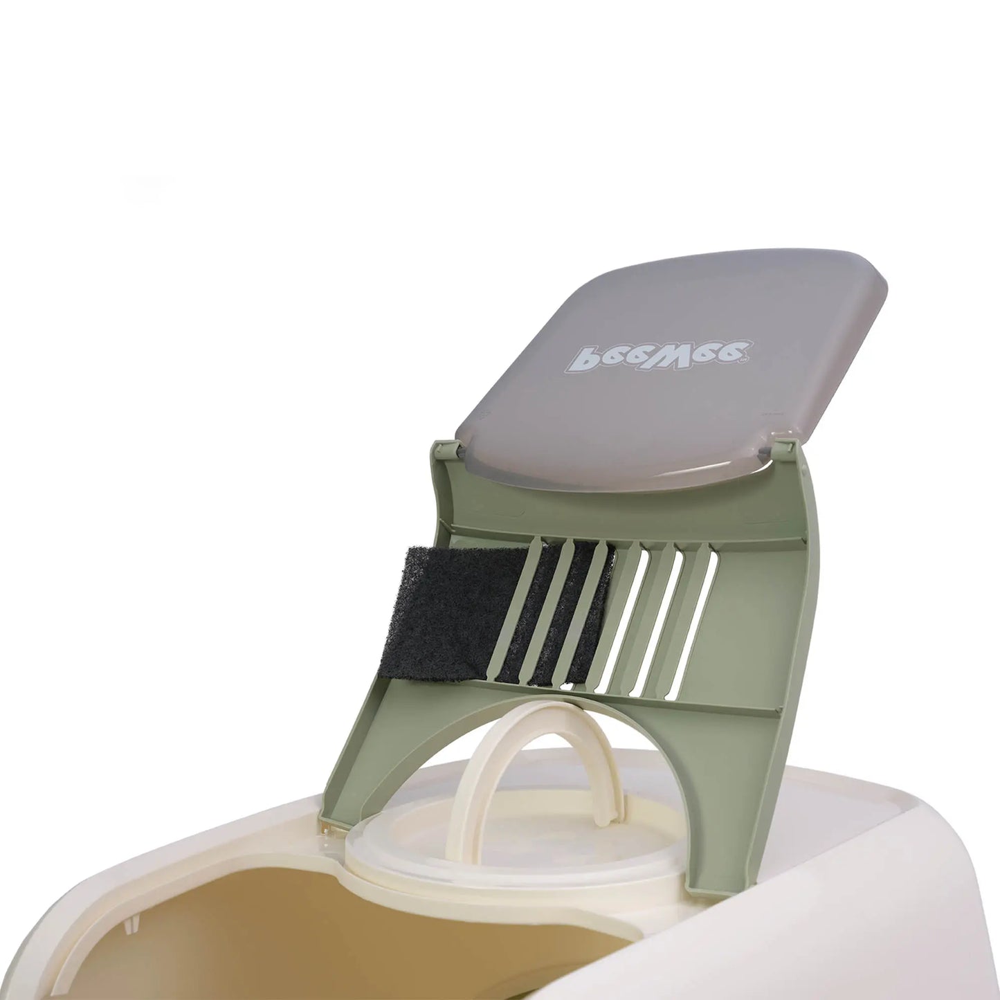 PeeWee EcoDome XXL bac à litière avec couvercle vert sauge – Set de Base + 3 kg granulés de bois
