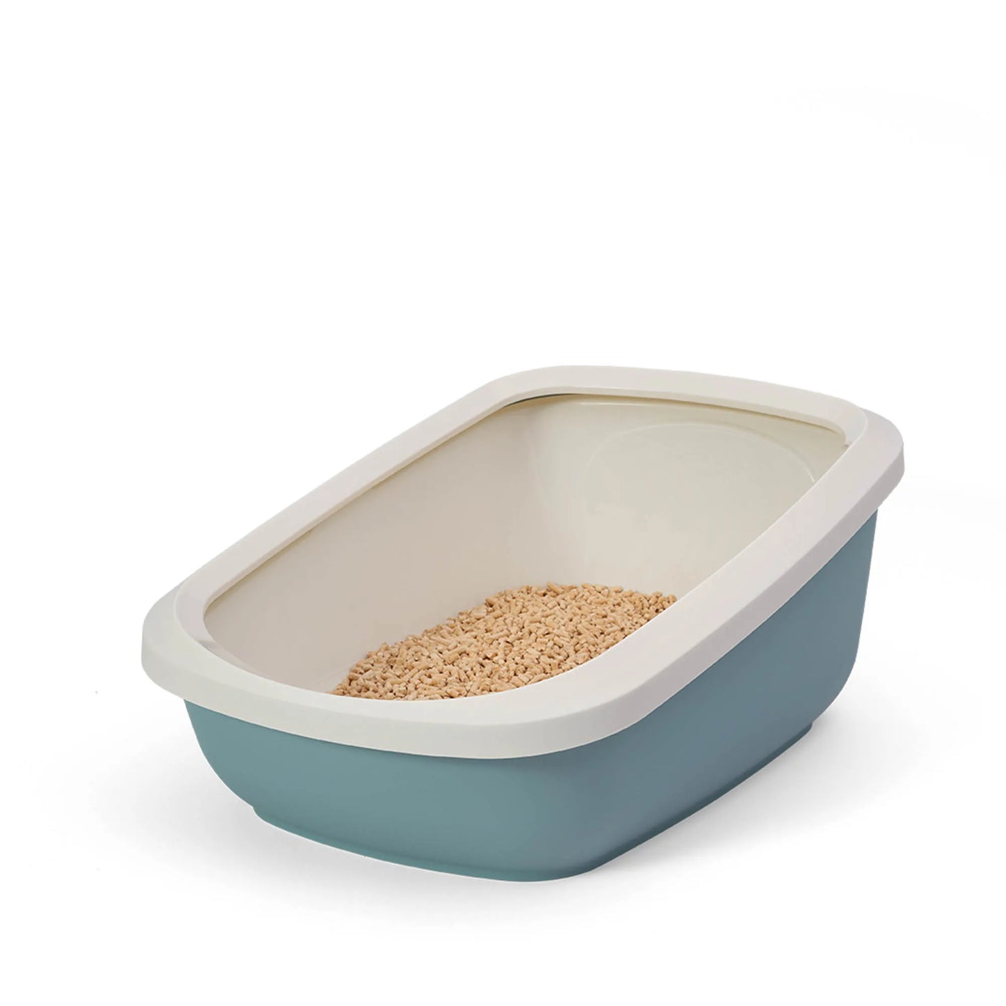 PeeWee EcoGranda XXL bac à litière ouvert bleu colombe – Set de Base + 3 kg granulés de bois