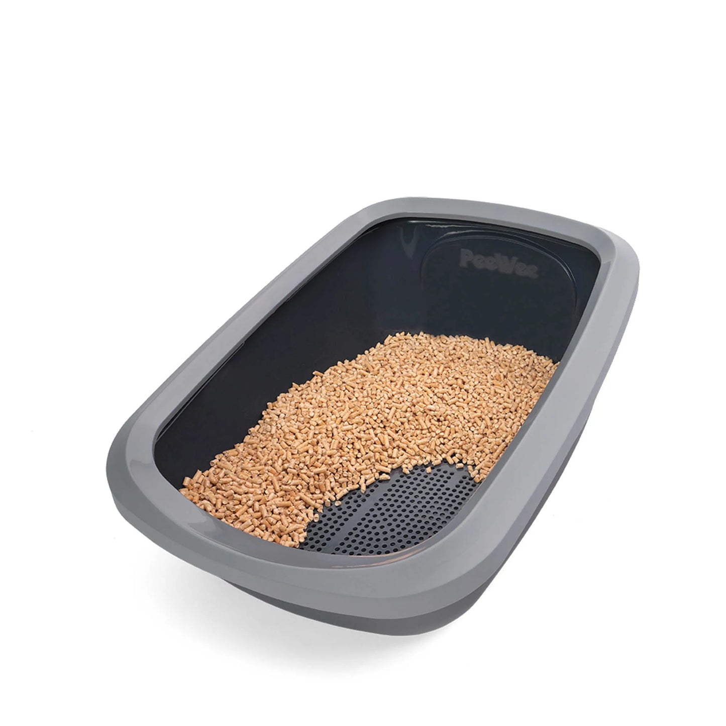 PeeWee EcoGranda XXL bac à litière ouvert gris – Set de Base + 3 kg granulés de bois