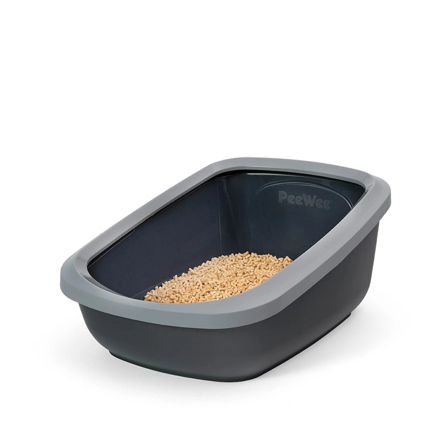 PeeWee EcoGranda XXL bac à litière ouvert gris – Set de Base + 3 kg granulés de bois
