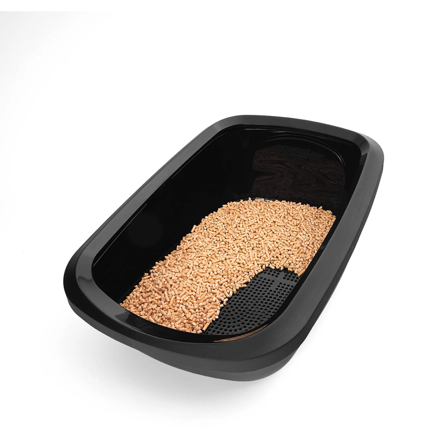 PeeWee EcoGranda XXL bac à litière ouvert noir – Set de Base + 3 kg granulés de bois