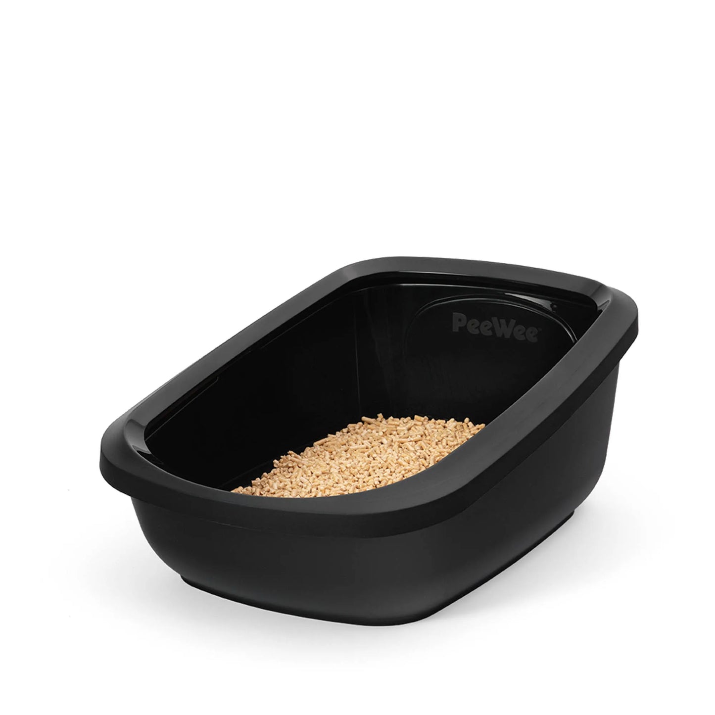 PeeWee EcoGranda XXL bac à litière ouvert noir – Set de Base + 3 kg granulés de bois