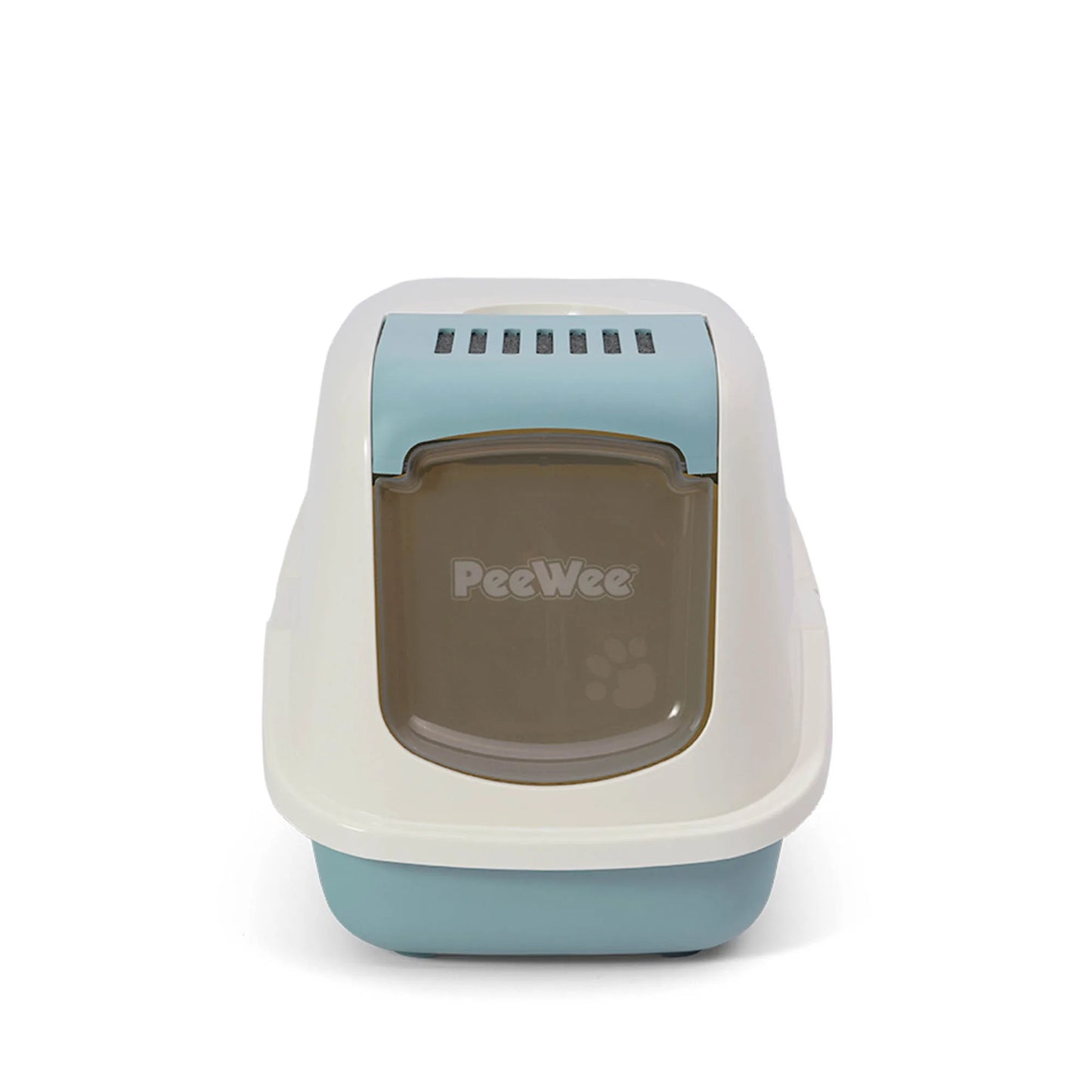 PeeWee EcoHus bac à litière avec couvercle bleu colombe – Set de Base + 3 kg granulés de bois
