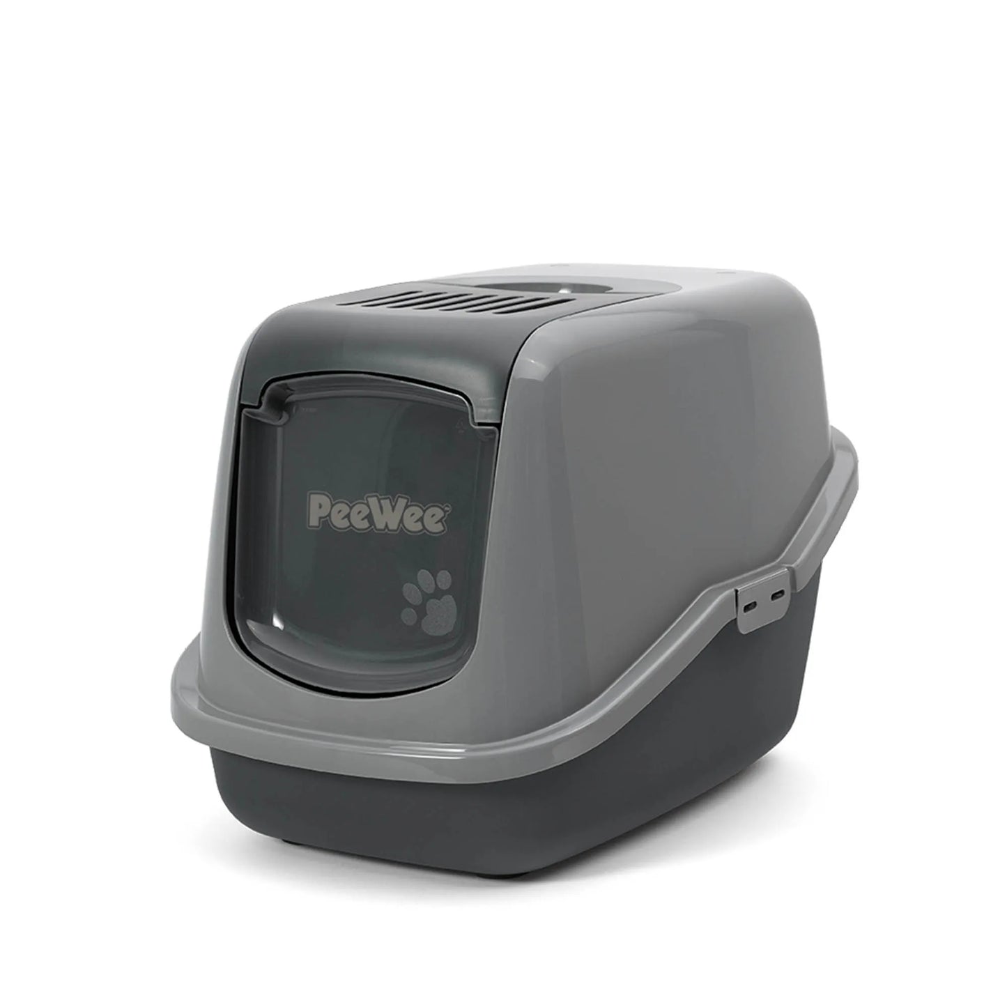 PeeWee EcoHus bac à litière avec couvercle gris – Set de Base + 3 kg granulés de bois