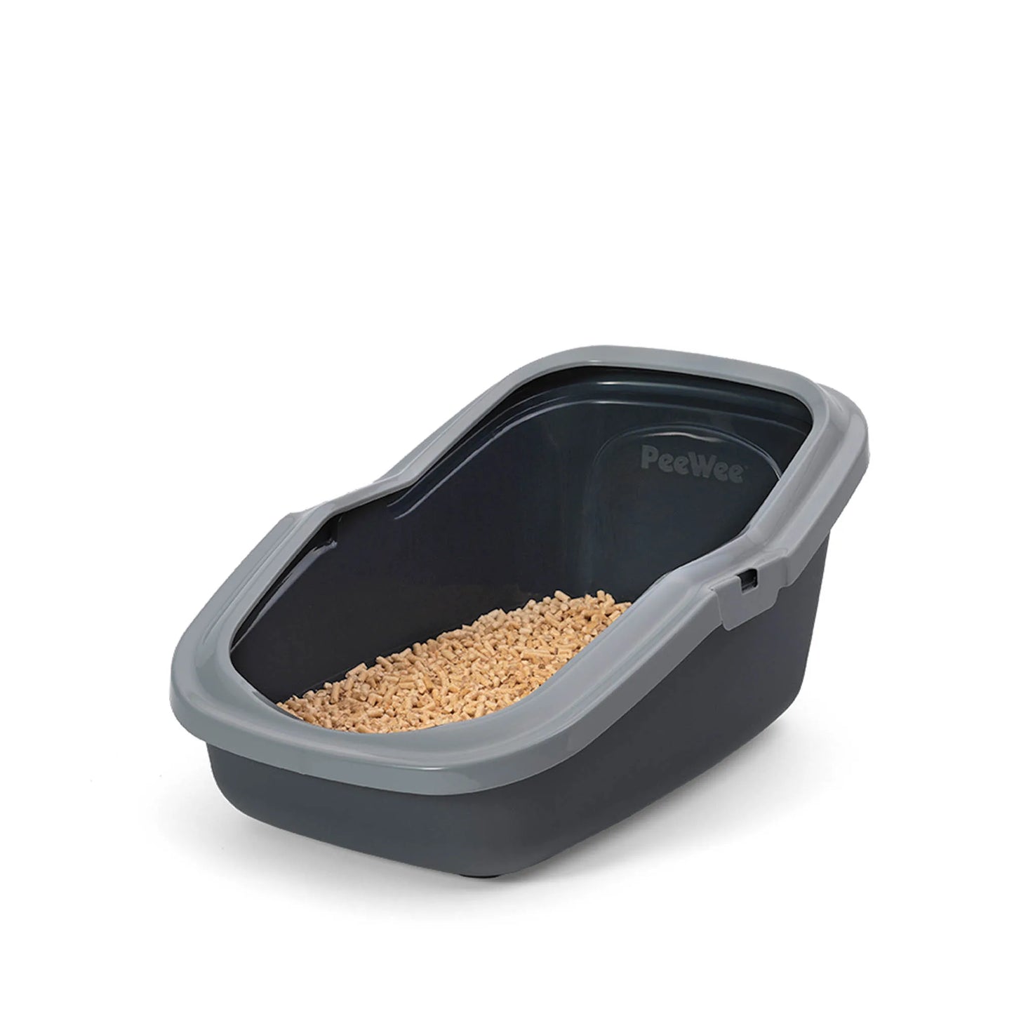 PeeWee EcoMinor bac à litière ouvert gris – Set de Base + 3 kg granulés de bois